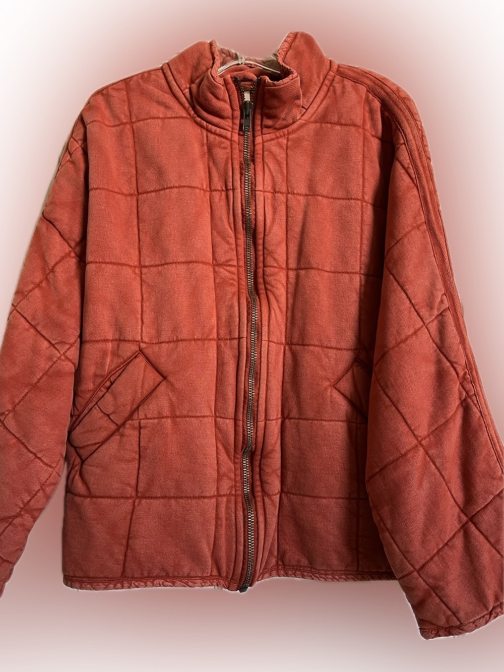 NWT Free People Quilted Rust Zip-Front Jacket